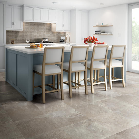 18x18 Abound  Natural Marble-Look Matte Smooth Ceramic Tile Light Gray
