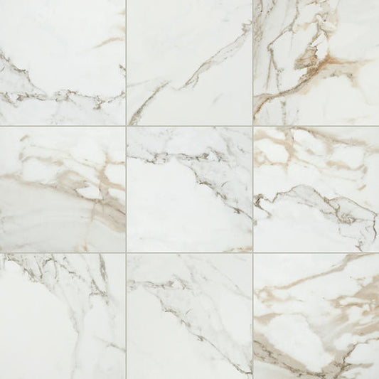24x24 Platinum  Natural Marble-Look Matte Smooth Porcelain Tile White Gold