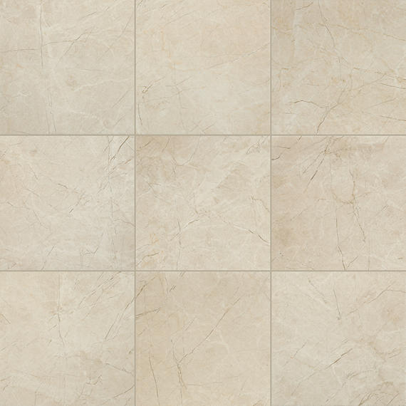 24x24 Platinum  Natural Marble-Look Matte Smooth Porcelain Tile Almond