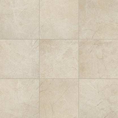 24x24 Platinum  Natural Marble-Look Matte Smooth Porcelain Tile Almond