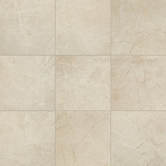 24x24 Platinum  Natural Marble-Look Matte Smooth Porcelain Tile Almond