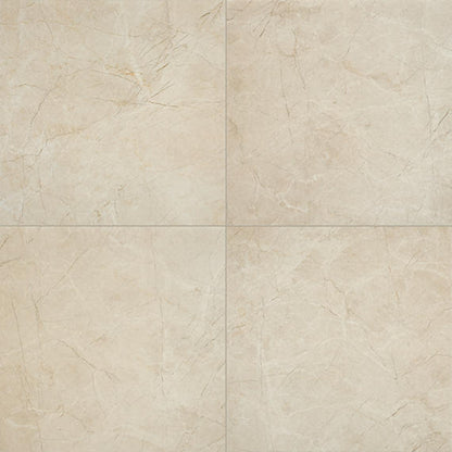 24x24 Platinum  Natural Marble-Look Matte Smooth Porcelain Tile Almond