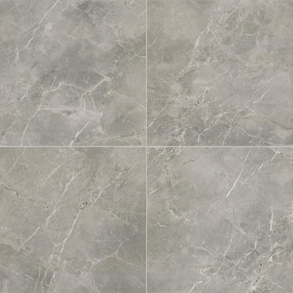 24x24 Platinum  Natural Marble-Look Matte Smooth Porcelain Tile Dove Gray
