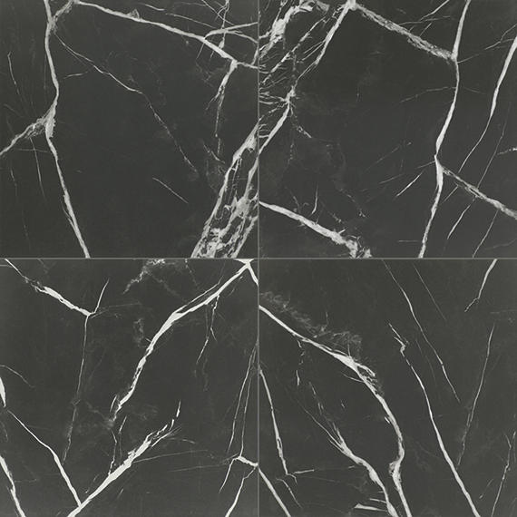 24x24 Platinum  Natural Marble-Look Matte Smooth Porcelain Tile Black White