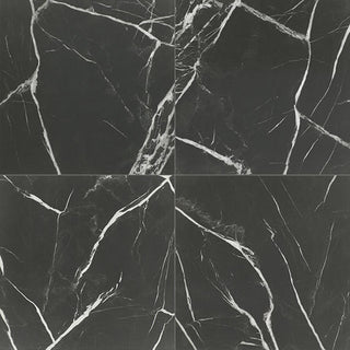 Black White - 24x24 Platinum Natural Marble-Look Matte Smooth Porcelain Tile