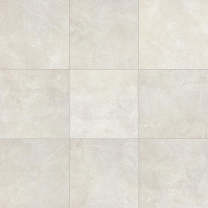 18x18 Prime  Natural Stone-Look Matte Smooth Ceramic Tile Soft White