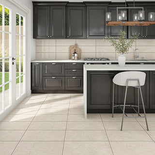 Bright Griege - 18x18 Prime Natural Stone-Look Matte Smooth Ceramic Tile