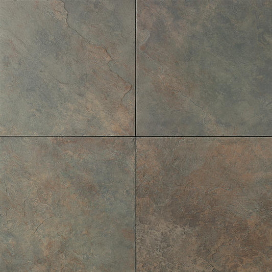 18x18 Continental Slate  Natural Stone-Look Matte Textured Porcelain Tile Dark Sage