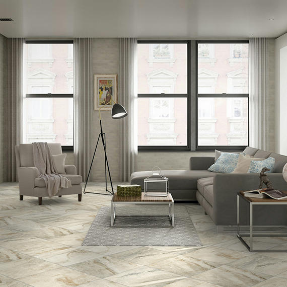 18x18 Danya  Natural Stone-Look Matte Smooth Porcelain Tile Cream Beige