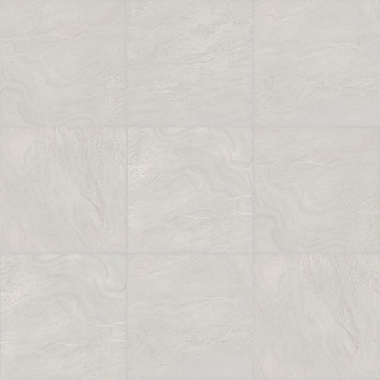 24x24 BRYNE  Natural Stone-Look Matte Smooth Porcelain Tile Coastal White
