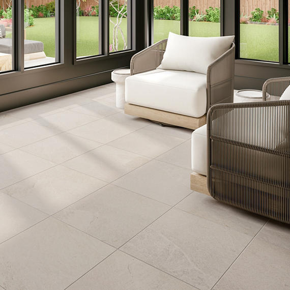 24x24 Constant  Natural Stone-Look Matte Gritty Porcelain Tile Light Beige