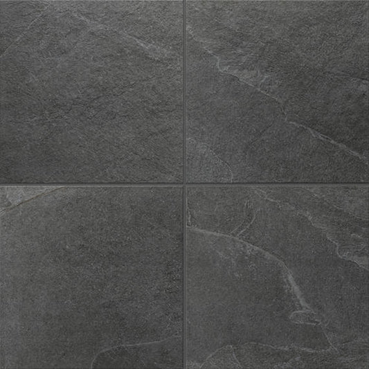 24x24 Constant  Natural Stone-Look Matte Gritty Porcelain Tile Charcoal Gray