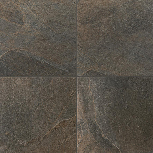 24x24 Constant  Natural Stone-Look Matte Gritty Porcelain Tile Deep Brown