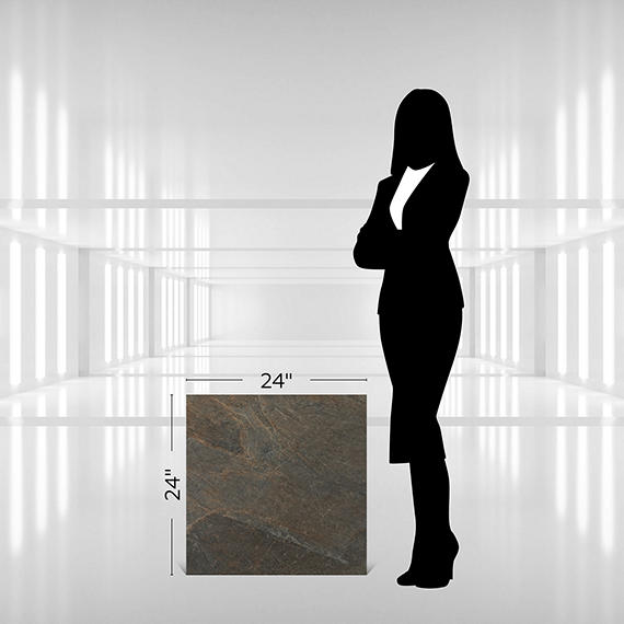 24x24 Constant  Natural Stone-Look Matte Gritty Porcelain Tile Deep Brown