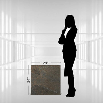 24x24 Constant  Natural Stone-Look Matte Gritty Porcelain Tile Deep Brown