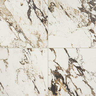 24x24 Panoramic Duet Grid Natural Marble-Look Matte Smooth Porcelain Tile