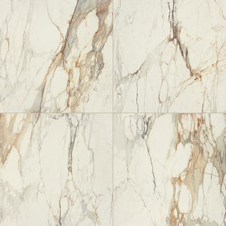 Cloud Beige - 24x24 Panoramic Duet Grid Natural Marble-Look Matte Smooth Porcelain Tile