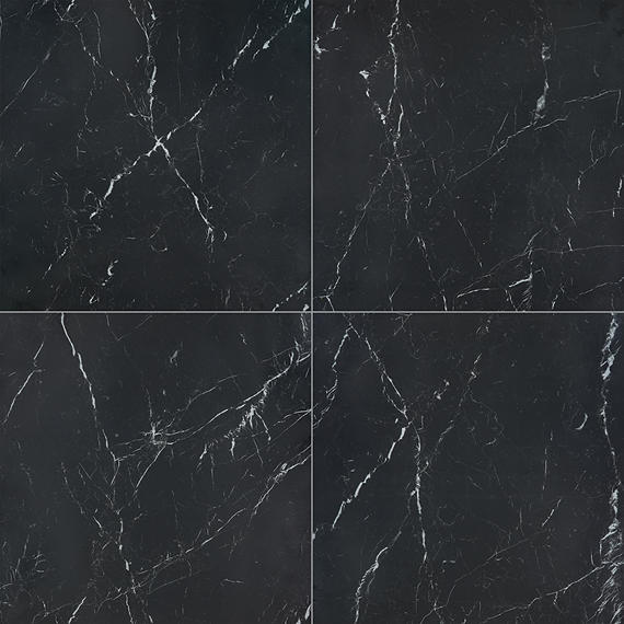24x24 Panoramic Duet Grid  Natural Marble-Look Matte Smooth Porcelain Tile Dark Black