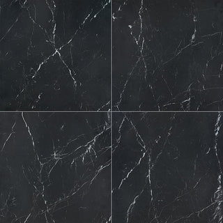 Dark Black - 24x24 Panoramic Duet Grid Natural Marble-Look Matte Smooth Porcelain Tile