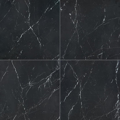24x24 Panoramic Duet Grid  Natural Marble-Look Matte Smooth Porcelain Tile Dark Black