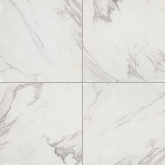 24x24 Artsy Light Veining  Natural Marble-Look Matte Smooth Porcelain Tile White Gray
