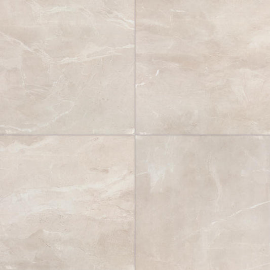 24x24 Artsy Light Veining  Natural Marble-Look Matte Smooth Porcelain Tile Cream Beige