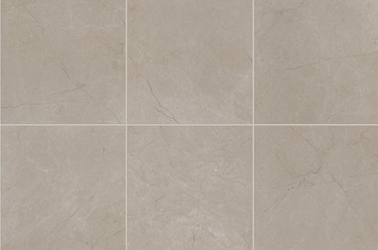 24x24 Classentino Marble  Natural Marble-Look Matte Smooth Porcelain Tile Soft Gray