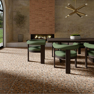 Warm Brown - 24x24 Curation Fragment Shard Natural Mixed-Material Look Matte Smooth Porcelain Tile