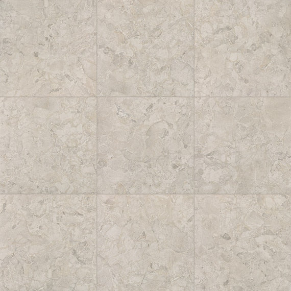 24x24 Forgehaus Linear  Natural Stone-Look Matte Smooth Porcelain Tile Soft Gray