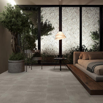 24x24 Illusionist  Natural Concrete-Look Matte Smooth Porcelain Tile Warm Gray