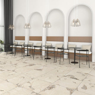 Light Brown - 24x24 Savoir Medium Veining Mosaic Marble-Look Matte Smooth Porcelain Tile