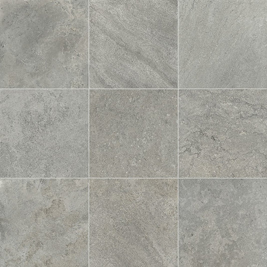 24x24 Uniche  Natural Stone-Look Matte Smooth Porcelain Tile Slate Gray