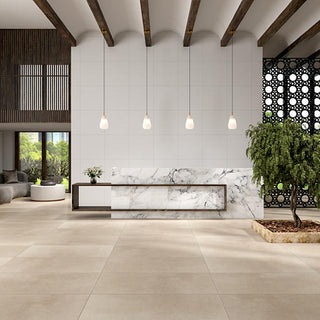 White - 24x24 Cohesion Natural Concrete-Look Polished Smooth Porcelain Tile