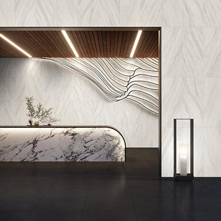 Black - 24x24 Cohesion Natural Concrete-Look Polished Smooth Porcelain Tile
