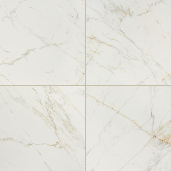 24x24 Panoramic Duet Grid  Natural Marble-Look Polished Smooth Porcelain Tile Golden Cream