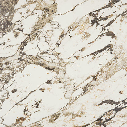 24x24 Panoramic Duet Grid  Natural Marble-Look Polished Smooth Porcelain Tile Earth Brown