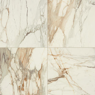24x24 Panoramic Duet Grid Natural Marble-Look Polished Smooth Porcelain Tile