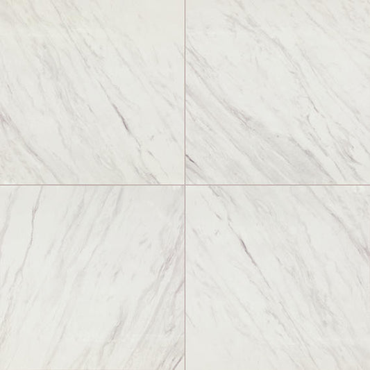 24x24 Artsy Light Veining  Natural Marble-Look Polished Smooth Porcelain Tile Gray White