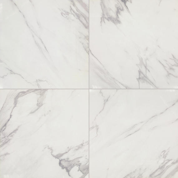 24x24 Artsy Light Veining  Natural Marble-Look Polished Smooth Porcelain Tile White Gray