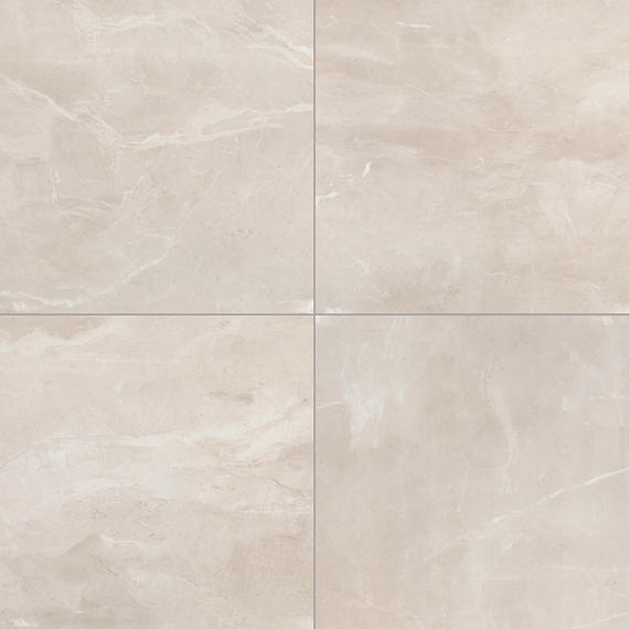 24x24 Artsy Light Veining  Natural Marble-Look Polished Smooth Porcelain Tile Cream Beige