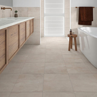 Cream Beige - 24x24 Artsy Light Veining Natural Marble-Look Polished Smooth Porcelain Tile