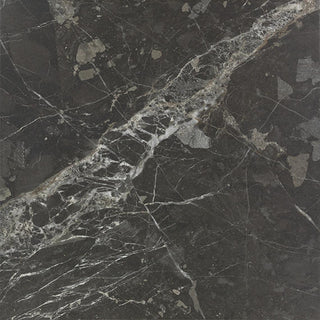 Marble Black - 24x24 Savoir Medium Veining Mosaic Marble-Look Polished Smooth Porcelain Tile