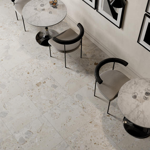 24x24 Sand And Stone Fragment Shard  Natural Stone-Look Matte Smooth Porcelain Tile Cream
