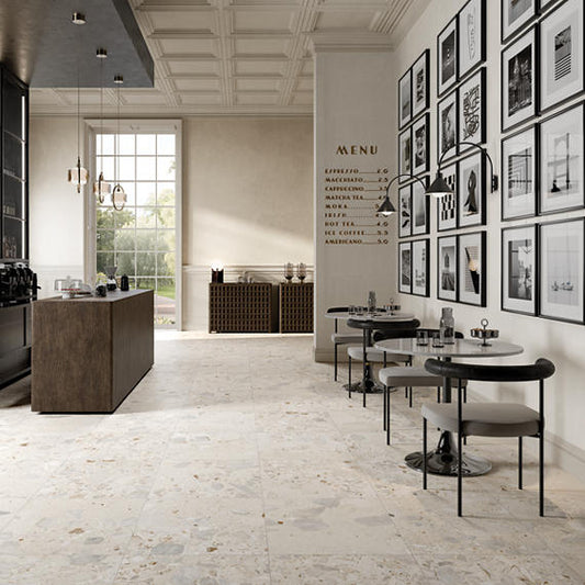 24x24 Sand And Stone Fragment Shard Natural Stone-Look Matte Smooth Porcelain Tile