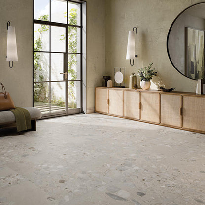 24x24 Sand And Stone Fragment Shard  Natural Stone-Look Matte Smooth Porcelain Tile Taupe Gray