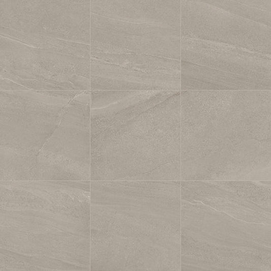 24x24 Calgary  Stepwise Stone-Look Matte Gritty Porcelain Tile Light Gray