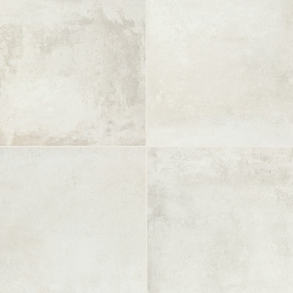 24x24 Rekindle  Stepwise Concrete-Look Matte Smooth Porcelain Tile Pure White