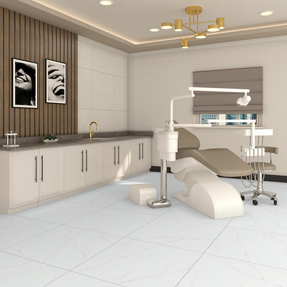 33x33 Vanserra  Natural Marble-Look Polished Smooth Porcelain Tile Light White