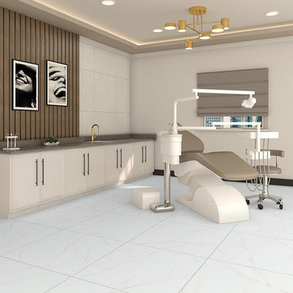 33x33 Vanserra  Natural Marble-Look Polished Smooth Porcelain Tile Light White