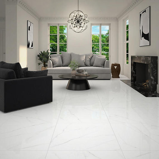 33x33 Vanserra Natural Marble-Look Polished Smooth Porcelain Tile